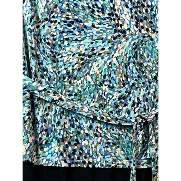 Perceptions New York Dress Womens 16 Multicolor‎ Print Front Tie Dress Stretch - Picture 2 of 11